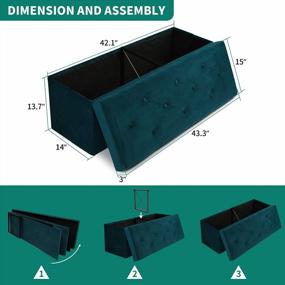 img 2 attached to Folding Ottoman Bench 43 Inches 120L Storage Velvet Footrest 35Mm High Elasticity Sponge Seat Metal Frame 680 Lbs Capacity Dark Teal