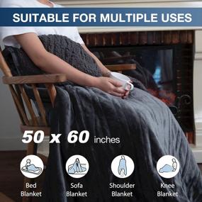 img 3 attached to Cozy Electric Blanket - Heated Throw With Flannel & Sherpa, 50"X60", 10 Heat Settings, 1-10 Hour Auto-Off Timer, UL Certified, Machine Washable, Gray