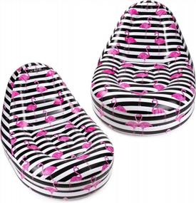 img 4 attached to 2 Pack Inflatable Deck Chair Pool Lounger With Flamingo Print - Portable Seats For Indoor/Outdoor Use