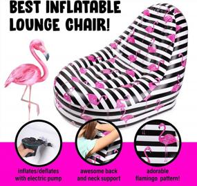img 2 attached to 2 Pack Inflatable Deck Chair Pool Lounger With Flamingo Print - Portable Seats For Indoor/Outdoor Use