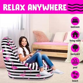 img 1 attached to 2 Pack Inflatable Deck Chair Pool Lounger With Flamingo Print - Portable Seats For Indoor/Outdoor Use