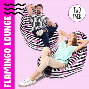 img 3 attached to 2 упаковки надувных шезлонгов для бассейна с принтом фламинго - переносные сиденья для использования в помещении и на открытом воздухе