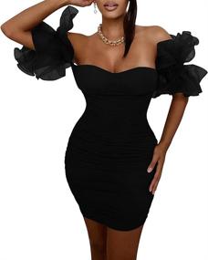 img 2 attached to Women'S Bodycon Cocktail Dress With Puff Sleeves - Elegant Mini Dress For Evening Party By Hibshaby