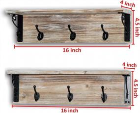 img 1 attached to Rustic Grey Wood Coat Hook Rack With Shelf And Key Holder - Set Of 2, Perfect For Entryway, Mudroom, And Bathroom Organization And Storage
