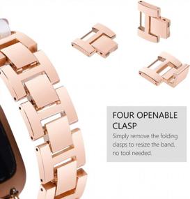 img 1 attached to Rose Gold Chunky Chain Link Fitbit Versa 2/Lite Women'S Bracelet Band With White Leather