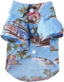 img 3 attached to Tangpan Hawaiian Beach Plaid Print Dog Clothes for Summer - X-Small, Blue