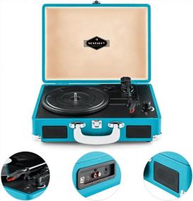 img 1 attached to AUNA Peggy Sue Portable Suitcase Turntable With Built-In Stereo Speakers, Belt-Drive, USB-Port And Digitization For Vinyl LP Records. Plays 33, 45 And 78 RPM Records - Plug & Play, Blue