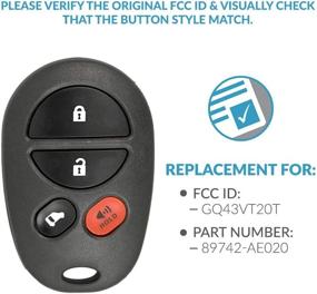 img 1 attached to 🔑 Keyless2Go Replacement Key Fob for Toyota Sienna with FCC ID GQ43VT20T - 2 Pack: Enhanced Keyless Entry Solution