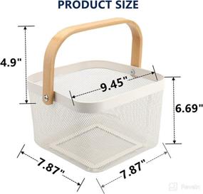 img 3 attached to Yopay Mesh Steel Fruit Basket Bin with Wooden Handle - Multi-functional Hanging Storage Organizer for Cabinets, Cupboards, Shelves, and Bathroom Décor in White