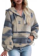 women's aztec pullover hoodie zip up long sleeve oversized sweatshirt with pocket logo
