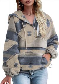 img 3 attached to Women'S Aztec Pullover Hoodie Zip Up Long Sleeve Oversized Sweatshirt With Pocket