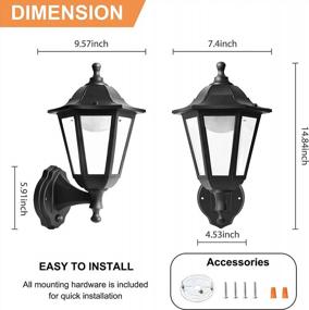 img 3 attached to Waterproof Motion Sensor Wall Lanterns For Outdoor Porch - Anti-Rust LED Lamp In Black Plastic, Ideal For Garage, Patio, Doorway, And Front Door Wall Sconce