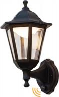 waterproof motion sensor wall lanterns for outdoor porch - anti-rust led lamp in black plastic, ideal for garage, patio, doorway, and front door wall sconce логотип