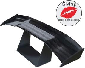img 4 attached to 🚘 Manqianxun Universal Car Mini Spoiler Wing, Carbon Fiber Texture Tail Decoration, Non-Perforated Auto Rear Wing, 6.7 Inch (Black 1pc)