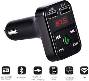 img 3 attached to 📻 SaiDian 1 Pcs Black FM Transmitter Bluetooth for Car MP3 Player USB Charger Audio Adapter Receiver Hands-Free Calling - Enhanced Connectivity and Convenience