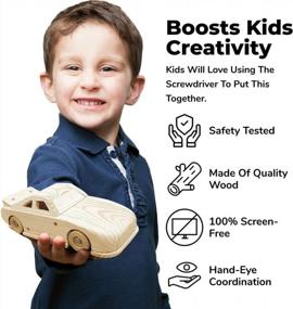 img 2 attached to Kraftic Woodworking Building Kit: 3 Educational DIY Carpentry Projects For Kids & Adults - Build A Military Jet, Nascar & Tractor Trailer!