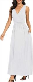 img 3 attached to Stunning Sleeveless Maxi Dress For Women With Chic Deep V Neck And Comfortable Loose Fit