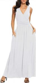 img 2 attached to Stunning Sleeveless Maxi Dress For Women With Chic Deep V Neck And Comfortable Loose Fit