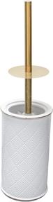 img 2 attached to 🚽 Elle Décor Bowl: Stylish Trim Embossed Ceramic Toilet Brush and Holder for Bathroom - Durable, 4"x 4"x 8", White/Gold