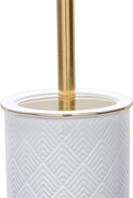 img 1 attached to 🚽 Elle Décor Bowl: Stylish Trim Embossed Ceramic Toilet Brush and Holder for Bathroom - Durable, 4"x 4"x 8", White/Gold
