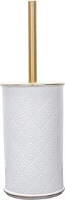 img 4 attached to 🚽 Elle Décor Bowl: Stylish Trim Embossed Ceramic Toilet Brush and Holder for Bathroom - Durable, 4"x 4"x 8", White/Gold