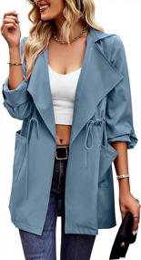 img 4 attached to STYLEWORD Women'S Trench Coats Long Sleeve Lightweight Drawstring Waist Casual Jackets Fall 2022