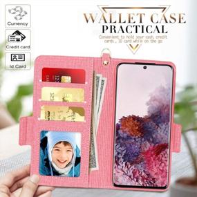 img 1 attached to Pink Samsung Galaxy S20 6.2" 5G RFID Blocking Handmade Flip Folio Wallet Case With Card Slots And Detachable Hand Strap 2020 Skycase Galaxy S20 Case