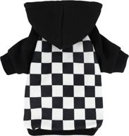 🐶 fitwarm checkered plaid dog hoodie: stylish, lightweight velvet doggie clothes with breathable comfort - cat apparel included! (white/black, small) logo