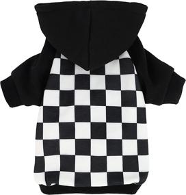 img 4 attached to 🐶 Fitwarm Checkered Plaid Dog Hoodie: Stylish, Lightweight Velvet Doggie Clothes with Breathable Comfort - Cat Apparel Included! (White/Black, Small)