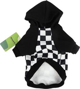 img 3 attached to 🐶 Fitwarm Checkered Plaid Dog Hoodie: Stylish, Lightweight Velvet Doggie Clothes with Breathable Comfort - Cat Apparel Included! (White/Black, Small)