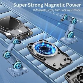 img 2 attached to 📱 Secure and Powerful Magnetic Phone Holder for Car - 16 Strong Magnets Dashboard Magsafe Car Mount with Super Suction Cup and Adjustable Telescopic Arm - Compatible with iPhone 13/12/Pro/Max/Magsafe Case