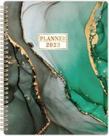 2023 monthly and weekly planner with tabs - jan to dec 2023, flexible cover, thick paper, twin-wire binding, black-green gilded design, perfect daily organizer for enhanced productivity - 8" x 10 logo