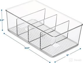 img 2 attached to 📦 Stackable Clear Plastic Food Storage Organizer Bins for Snacks, Packets, and Pouches - Divided Compartment Holder for Freezer, Kitchen, Cabinets - Pantry Storage Rack