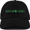 get lucky with funky junque's unconstructed dad hat for st. patrick's day featuring irish shamrock design! logo