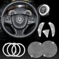 🚙 bling steering wheel accessories: acura compatible women's interior decoration with rhinestone decals + 2 anti slip car coasters логотип