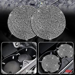 img 3 attached to 🚙 Bling Steering Wheel Accessories: Acura Compatible Women's Interior Decoration with Rhinestone Decals + 2 Anti Slip Car Coasters