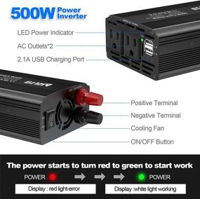 img 3 attached to 🚗 Efficient 500W Car Power Inverter: 12V to 110V with Dual USB Ports and AC Outlets