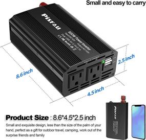 img 2 attached to 🚗 Efficient 500W Car Power Inverter: 12V to 110V with Dual USB Ports and AC Outlets