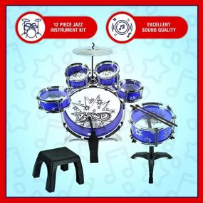 img 2 attached to ToyVelt 12 Piece Kids Jazz Drum Set - Stimulate Creativity & Rock Out With Little Rockstar Kit!