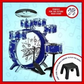 img 1 attached to ToyVelt 12 Piece Kids Jazz Drum Set - Stimulate Creativity & Rock Out With Little Rockstar Kit!