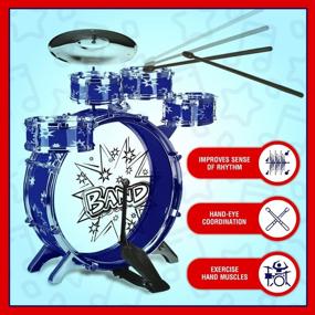 img 3 attached to ToyVelt 12 Piece Kids Jazz Drum Set - Stimulate Creativity & Rock Out With Little Rockstar Kit!