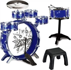 img 4 attached to ToyVelt 12 Piece Kids Jazz Drum Set - Stimulate Creativity & Rock Out With Little Rockstar Kit!