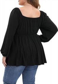 img 3 attached to Flowy Plus Size Tunic Tops For Women With Ruffle Detail, Square Neck And Long Sleeves For Dressy Blouse Look