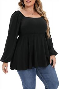 img 1 attached to Flowy Plus Size Tunic Tops For Women With Ruffle Detail, Square Neck And Long Sleeves For Dressy Blouse Look