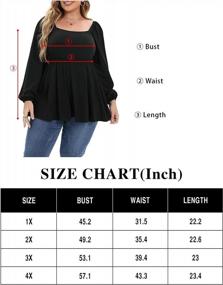 img 2 attached to Flowy Plus Size Tunic Tops For Women With Ruffle Detail, Square Neck And Long Sleeves For Dressy Blouse Look