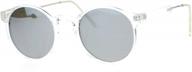 clear retro keyhole sunglasses with mirrored lenses - sa106 logo