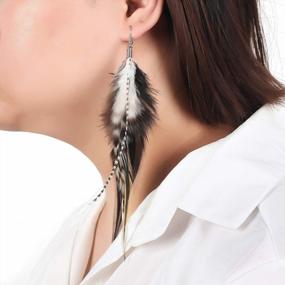 img 2 attached to Bohemian Multicolor Pheasant Feather Earrings Handmade Natural Dangle Jewelry (ER006314)