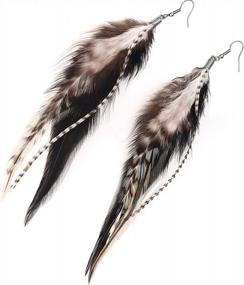 img 4 attached to Bohemian Multicolor Pheasant Feather Earrings Handmade Natural Dangle Jewelry (ER006314)