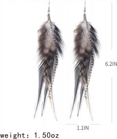 img 3 attached to Bohemian Multicolor Pheasant Feather Earrings Handmade Natural Dangle Jewelry (ER006314)