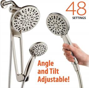 img 1 attached to AQUABAR High-Pressure 48-Mode 3-Way Shower Spa Combo With Adjustable 18" Extension Arm For Easy Reach & Mobility! Enjoy Luxury 7" Rain & Handheld Shower Head Separately Or Together! Brushed Nickel